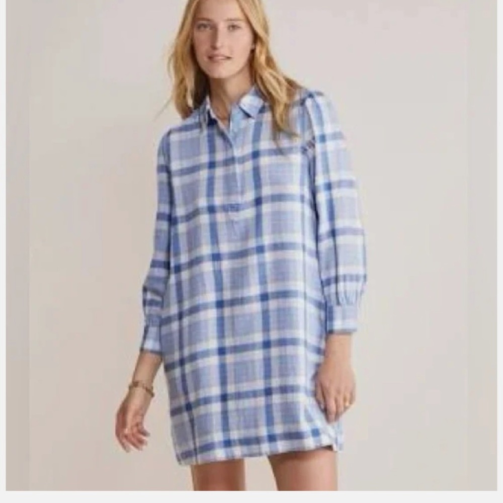 NWT Vineyard Vines Brand Blue Plaid Women's Dress. Size Small
